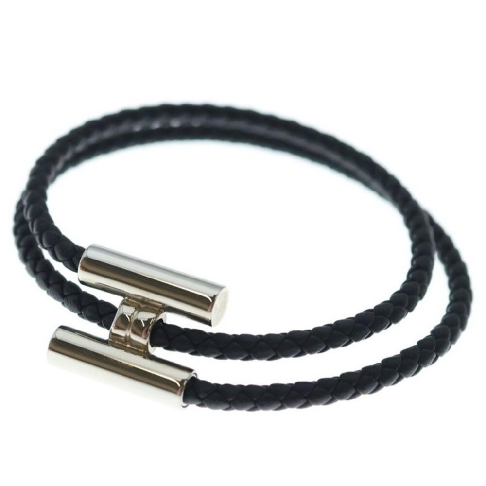 Hermes Leather Bracelet with Silver Clasp